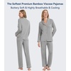 image:imageWiWi Viscose from Bamboo Womens Pajamas Set Super Soft Button Down Top and Pants Sleepwear Cooling Pjs S3XAheather Grey