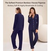 image:imageWiWi Viscose from Bamboo Womens Pajamas Set Super Soft Button Down Top and Pants Sleepwear Cooling Pjs S3XAnavyWhite