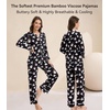 image:imageWiWi Viscose from Bamboo Womens Pajamas Set Super Soft Button Down Top and Pants Sleepwear Cooling Pjs S3XAwhite Ghost on Black