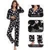 image:imageWiWi Viscose from Bamboo Womens Pajamas Set Super Soft Button Down Top and Pants Sleepwear Cooling Pjs S3XAwhite Ghost on Black