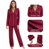 image:imageWiWi Viscose from Bamboo Womens Pajamas Set Super Soft Button Down Top and Pants Sleepwear Cooling Pjs S3XAwine