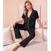 image:imageWiWi Viscose from Bamboo Womens Pajamas Set Super Soft Button Down Top and Pants Sleepwear Cooling Pjs S3XBblack