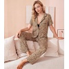image:imageWiWi Viscose from Bamboo Womens Pajamas Set Super Soft Button Down Top and Pants Sleepwear Cooling Pjs S3XBbrown Leopard