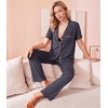 image:imageWiWi Viscose from Bamboo Womens Pajamas Set Super Soft Button Down Top and Pants Sleepwear Cooling Pjs S3XBcharcoal