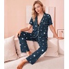 image:imageWiWi Viscose from Bamboo Womens Pajamas Set Super Soft Button Down Top and Pants Sleepwear Cooling Pjs S3XBdark Navy Star