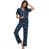 image:imageWiWi Viscose from Bamboo Womens Pajamas Set Super Soft Button Down Top and Pants Sleepwear Cooling Pjs S3XBdark Navy Star