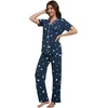 image:imageWiWi Viscose from Bamboo Womens Pajamas Set Super Soft Button Down Top and Pants Sleepwear Cooling Pjs S3XBdark Navy Star