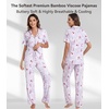 image:imageWiWi Viscose from Bamboo Womens Pajamas Set Super Soft Button Down Top and Pants Sleepwear Cooling Pjs S3XBgreyPeony