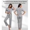 image:imageWiWi Viscose from Bamboo Womens Pajamas Set Super Soft Button Down Top and Pants Sleepwear Cooling Pjs S3XBheather Grey