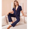 image:imageWiWi Viscose from Bamboo Womens Pajamas Set Super Soft Button Down Top and Pants Sleepwear Cooling Pjs S3XBnavy
