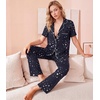 image:imageWiWi Viscose from Bamboo Womens Pajamas Set Super Soft Button Down Top and Pants Sleepwear Cooling Pjs S3XBnavy Stars