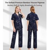 image:imageWiWi Viscose from Bamboo Womens Pajamas Set Super Soft Button Down Top and Pants Sleepwear Cooling Pjs S3XBnavy Stars