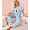image:imageWiWi Viscose from Bamboo Womens Pajamas Set Super Soft Button Down Top and Pants Sleepwear Cooling Pjs S3XBpale Blue