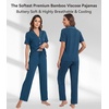 image:imageWiWi Viscose from Bamboo Womens Pajamas Set Super Soft Button Down Top and Pants Sleepwear Cooling Pjs S3XBpeacock Blue