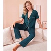image:imageWiWi Viscose from Bamboo Womens Pajamas Set Super Soft Button Down Top and Pants Sleepwear Cooling Pjs S3XBpeacock Green