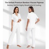 image:imageWiWi Viscose from Bamboo Womens Pajamas Set Super Soft Button Down Top and Pants Sleepwear Cooling Pjs S3XBpure White