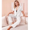 image:imageWiWi Viscose from Bamboo Womens Pajamas Set Super Soft Button Down Top and Pants Sleepwear Cooling Pjs S3XBpure White
