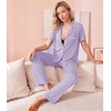 image:imageWiWi Viscose from Bamboo Womens Pajamas Set Super Soft Button Down Top and Pants Sleepwear Cooling Pjs S3XBtaro Purple