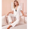 image:imageWiWi Viscose from Bamboo Womens Pajamas Set Super Soft Button Down Top and Pants Sleepwear Cooling Pjs S3XBwhiteBlack Dots