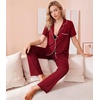 image:imageWiWi Viscose from Bamboo Womens Pajamas Set Super Soft Button Down Top and Pants Sleepwear Cooling Pjs S3XBwine Red