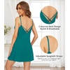 image:imageWiWi Women Cotton Sexy Lace Slip Nightgowns Spaghetti Strap Sleeveless Summer Sleep Dress Chemise lingerie sleepwear SXXLAteal Blue