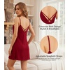 image:imageWiWi Women Cotton Sexy Lace Slip Nightgowns Spaghetti Strap Sleeveless Summer Sleep Dress Chemise lingerie sleepwear SXXLAwine Red
