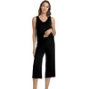 image:imageWiWi Women Pajama Set Sleeveless Top with Capri Pants Viscose from Bamboo Super Soft VNeck Tank Cooling PJ Sets SXXLAblack