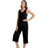 image:imageWiWi Women Pajama Set Sleeveless Top with Capri Pants Viscose from Bamboo Super Soft VNeck Tank Cooling PJ Sets SXXLAblack