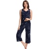 image:imageWiWi Women Pajama Set Sleeveless Top with Capri Pants Viscose from Bamboo Super Soft VNeck Tank Cooling PJ Sets SXXLAnavy Stars