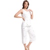 image:imageWiWi Women Pajama Set Sleeveless Top with Capri Pants Viscose from Bamboo Super Soft VNeck Tank Cooling PJ Sets SXXLAwhite Stars