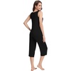 image:imageWiWi Women Pajama Set Sleeveless Top with Capri Pants Viscose from Bamboo Super Soft VNeck Tank Cooling PJ Sets SXXLBblack