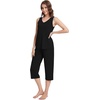 image:imageWiWi Women Pajama Set Sleeveless Top with Capri Pants Viscose from Bamboo Super Soft VNeck Tank Cooling PJ Sets SXXLBblack