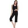 image:imageWiWi Women Pajama Set Sleeveless Top with Capri Pants Viscose from Bamboo Super Soft VNeck Tank Cooling PJ Sets SXXLBblack