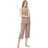 image:imageWiWi Women Pajama Set Sleeveless Top with Capri Pants Viscose from Bamboo Super Soft VNeck Tank Cooling PJ Sets SXXLBcamel