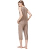 image:imageWiWi Women Pajama Set Sleeveless Top with Capri Pants Viscose from Bamboo Super Soft VNeck Tank Cooling PJ Sets SXXLBcamel