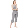 image:imageWiWi Women Pajama Set Sleeveless Top with Capri Pants Viscose from Bamboo Super Soft VNeck Tank Cooling PJ Sets SXXLBheather Grey