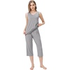 image:imageWiWi Women Pajama Set Sleeveless Top with Capri Pants Viscose from Bamboo Super Soft VNeck Tank Cooling PJ Sets SXXLBheather Grey