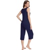 image:imageWiWi Women Pajama Set Sleeveless Top with Capri Pants Viscose from Bamboo Super Soft VNeck Tank Cooling PJ Sets SXXLBnavy