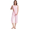 image:imageWiWi Women Pajama Set Sleeveless Top with Capri Pants Viscose from Bamboo Super Soft VNeck Tank Cooling PJ Sets SXXLBpink