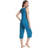 image:imageWiWi Women Pajama Set Sleeveless Top with Capri Pants Viscose from Bamboo Super Soft VNeck Tank Cooling PJ Sets SXXLBteal Blue