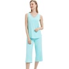 image:imageWiWi Women Pajama Set Sleeveless Top with Capri Pants Viscose from Bamboo Super Soft VNeck Tank Cooling PJ Sets SXXLCaqua