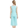 image:imageWiWi Women Pajama Set Sleeveless Top with Capri Pants Viscose from Bamboo Super Soft VNeck Tank Cooling PJ Sets SXXLCaqua