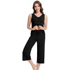 image:imageWiWi Women Pajama Set Sleeveless Top with Capri Pants Viscose from Bamboo Super Soft VNeck Tank Cooling PJ Sets SXXLCblack