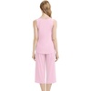 image:imageWiWi Women Pajama Set Sleeveless Top with Capri Pants Viscose from Bamboo Super Soft VNeck Tank Cooling PJ Sets SXXLCpink