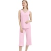 image:imageWiWi Women Pajama Set Sleeveless Top with Capri Pants Viscose from Bamboo Super Soft VNeck Tank Cooling PJ Sets SXXLCpink