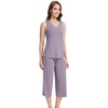 image:imageWiWi Women Pajama Set Sleeveless Top with Capri Pants Viscose from Bamboo Super Soft VNeck Tank Cooling PJ Sets SXXLCviolet