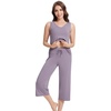 image:imageWiWi Women Pajama Set Sleeveless Top with Capri Pants Viscose from Bamboo Super Soft VNeck Tank Cooling PJ Sets SXXLCviolet