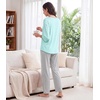 image:imageWiWi Womens 34 Sleeve Pajamas Set Soft Cooling Bamboo Viscose Top with Pants Sleepwear Plus Size Pjs S4X with PocketsAaquaheather Grey