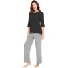 image:imageWiWi Womens 34 Sleeve Pajamas Set Soft Cooling Bamboo Viscose Top with Pants Sleepwear Plus Size Pjs S4X with PocketsAblacklight Heather Grey