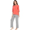 image:imageWiWi Womens 34 Sleeve Pajamas Set Soft Cooling Bamboo Viscose Top with Pants Sleepwear Plus Size Pjs S4X with PocketsAcoralheather Grey